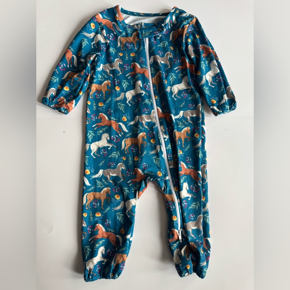 Horse PJs Onesie Zipper Cowgirl Hardware 6mo